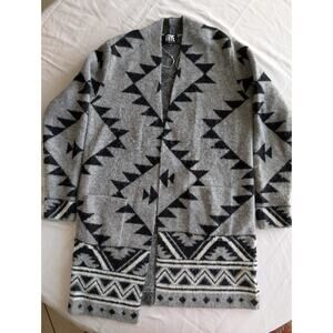 FRYE The Cozy Aztec Southwestern‎ Cardigan Duster Sweater Beige Black Small